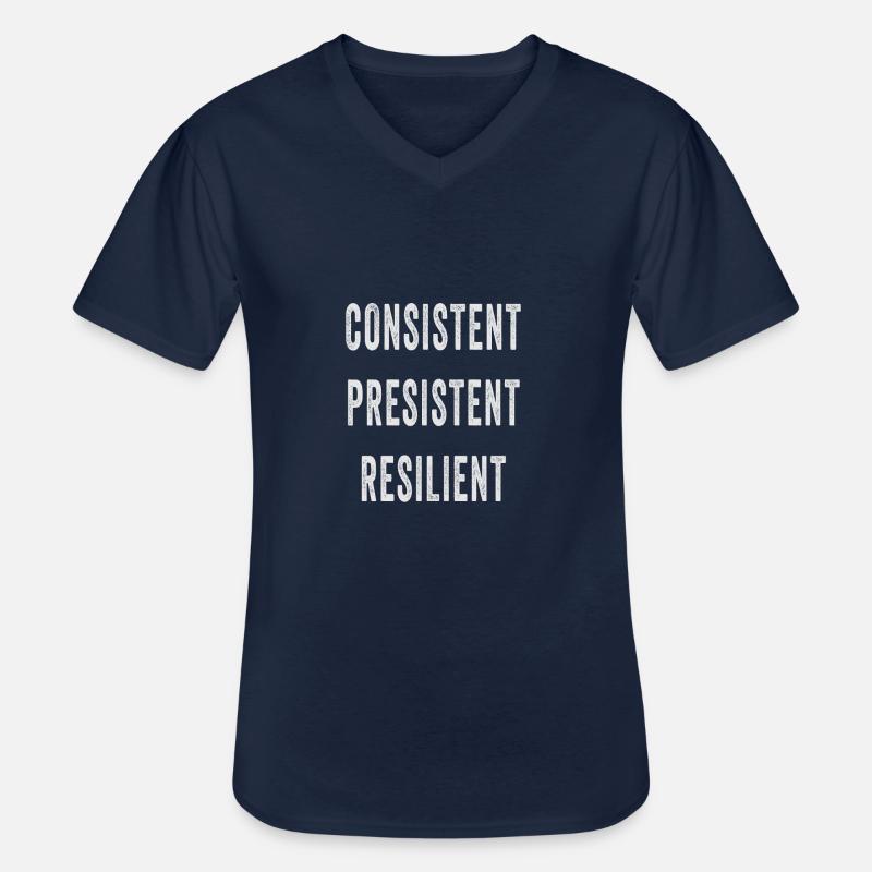 Belastbar Konsistent Persistent - Männer-T-Shirt mit V-Ausschnitt - Navy