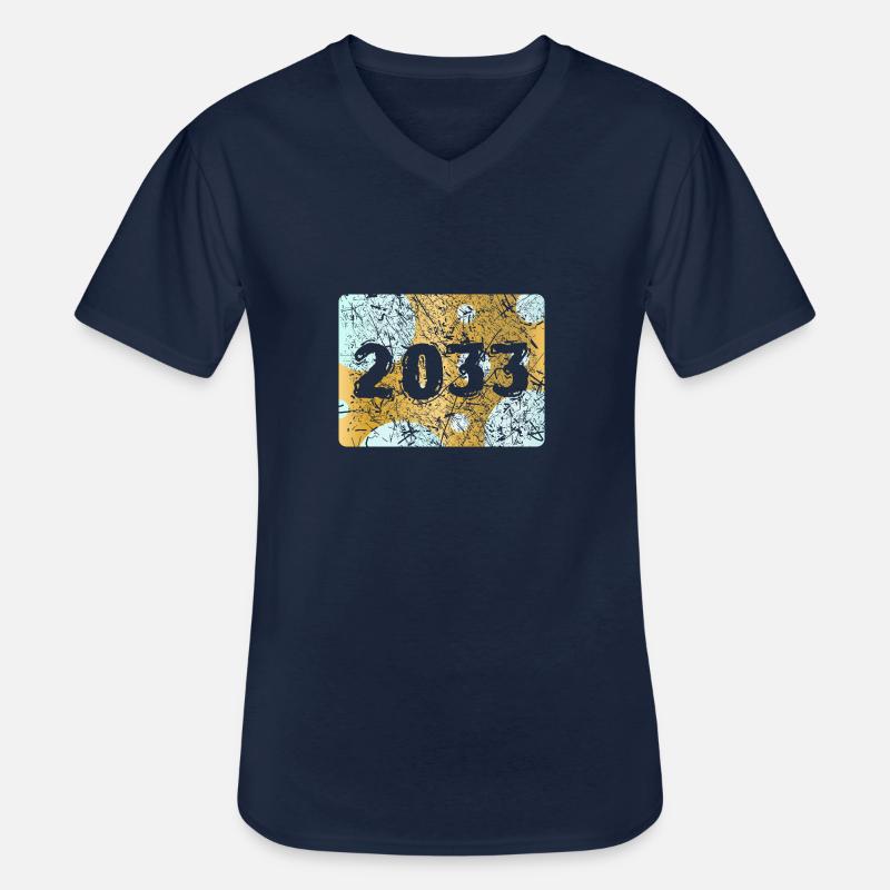2033 - Männer-T-Shirt mit V-Ausschnitt - Navy