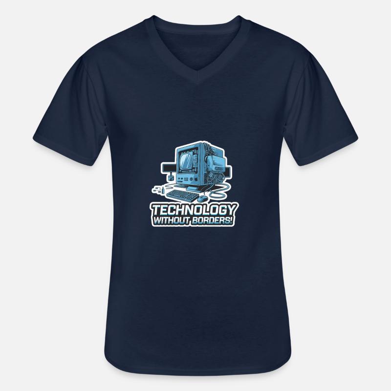 COMPUTER, WITHOUT BORDERS - Men's V-Neck T-Shirt - navy