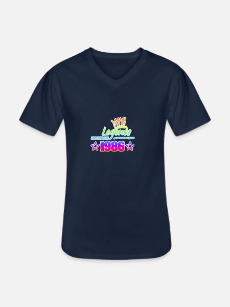 1986 - T-shirt col V Homme - marine