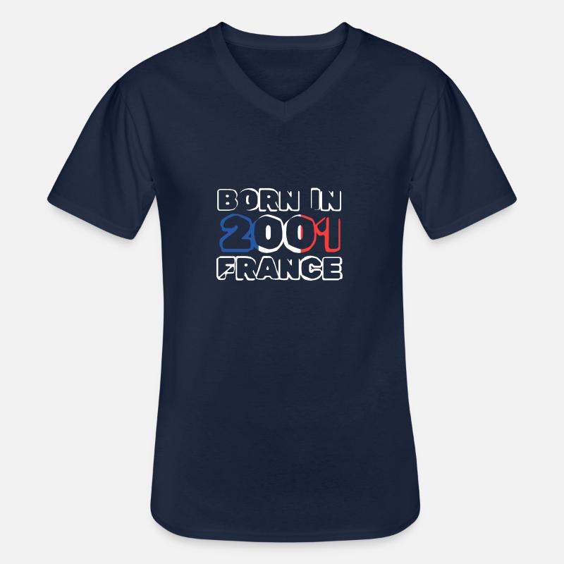 Frankreich 2001 - Männer-T-Shirt mit V-Ausschnitt - Navy