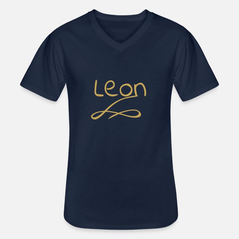 Leon som Leon - T-shirt med V-ringning herr - marinblå