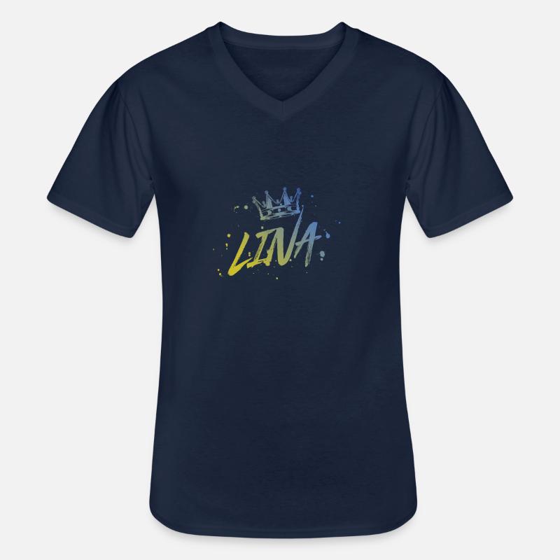 Lina - Männer-T-Shirt mit V-Ausschnitt - Navy