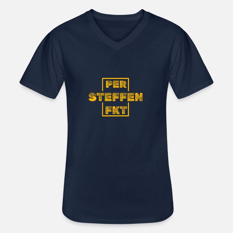 Steffen - Männer-T-Shirt mit V-Ausschnitt - Navy