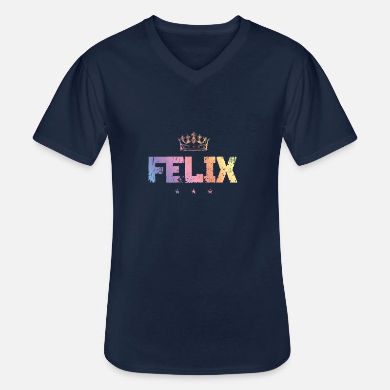 Felix - Männer-T-Shirt mit V-Ausschnitt - Navy