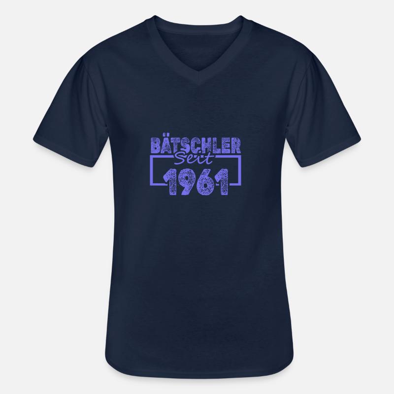 1961 - Männer-T-Shirt mit V-Ausschnitt - Navy