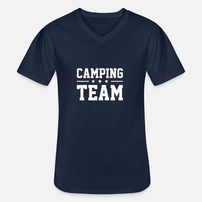 Camping Team - Männer-T-Shirt mit V-Ausschnitt - Navy