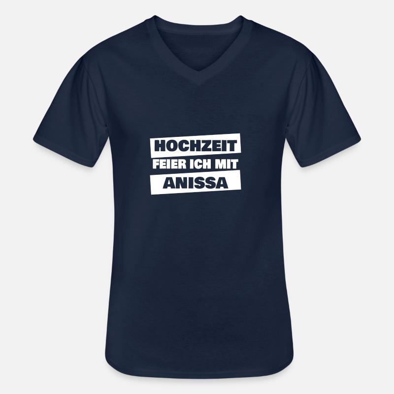 Anissa - Männer-T-Shirt mit V-Ausschnitt - Navy