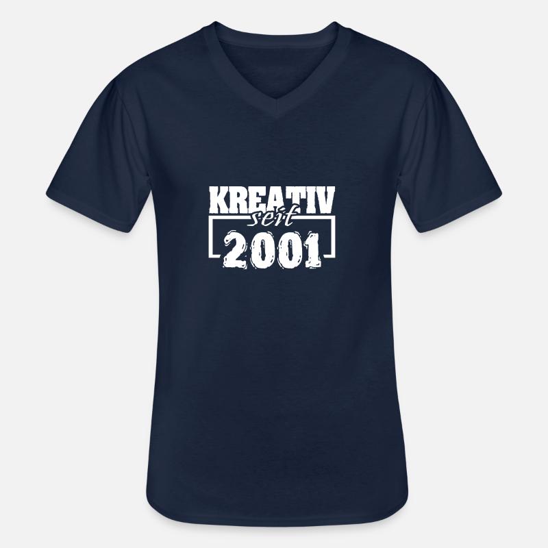 2001 - Männer-T-Shirt mit V-Ausschnitt - Navy
