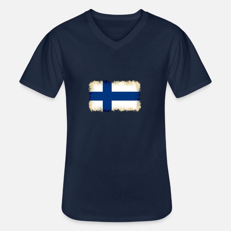 Finnland - Männer-T-Shirt mit V-Ausschnitt - Navy