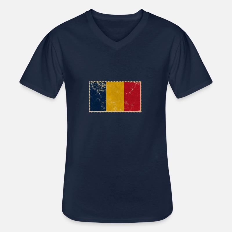 Tschad - Männer-T-Shirt mit V-Ausschnitt - Navy