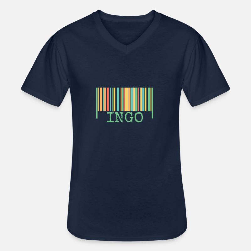 Strichcode Ingo - Männer-T-Shirt mit V-Ausschnitt - Navy