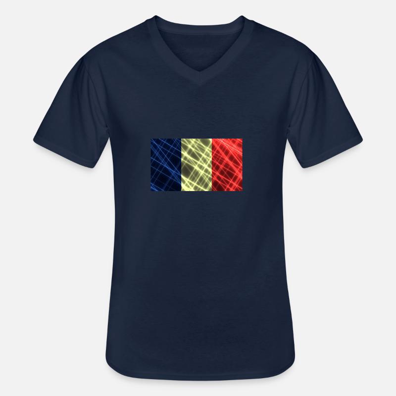 Frankreich - Männer-T-Shirt mit V-Ausschnitt - Navy