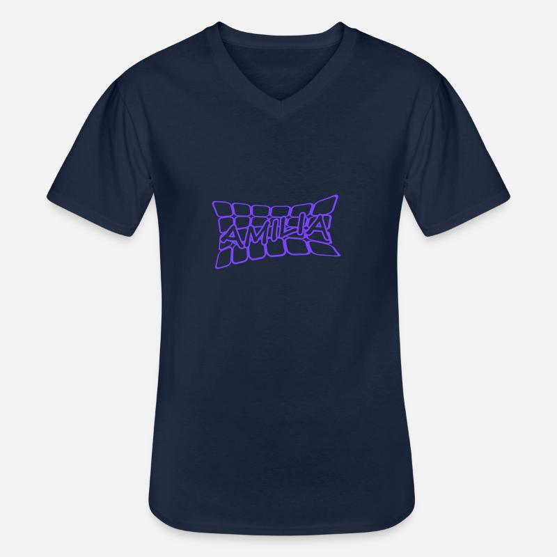 Amilia - Männer-T-Shirt mit V-Ausschnitt - Navy