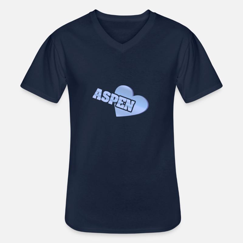 Love Aspen - Männer-T-Shirt mit V-Ausschnitt - Navy