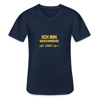 Profession : Tailleur sur mesure - T-shirt col V Homme - marine - Devant - AI Model Male 178 dark (178cm)