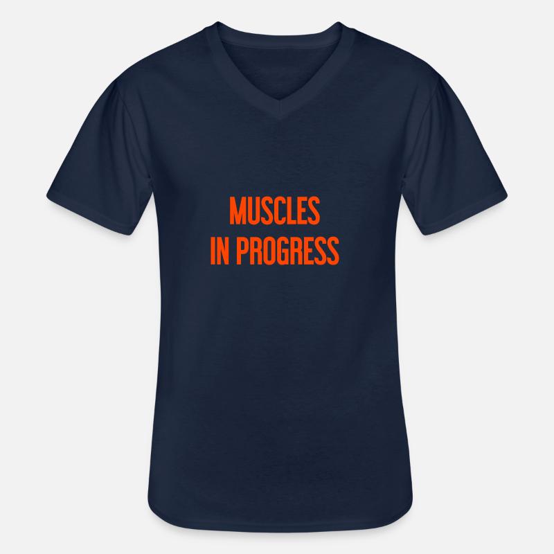 Muscles in Progress - Männer-T-Shirt mit V-Ausschnitt - Navy