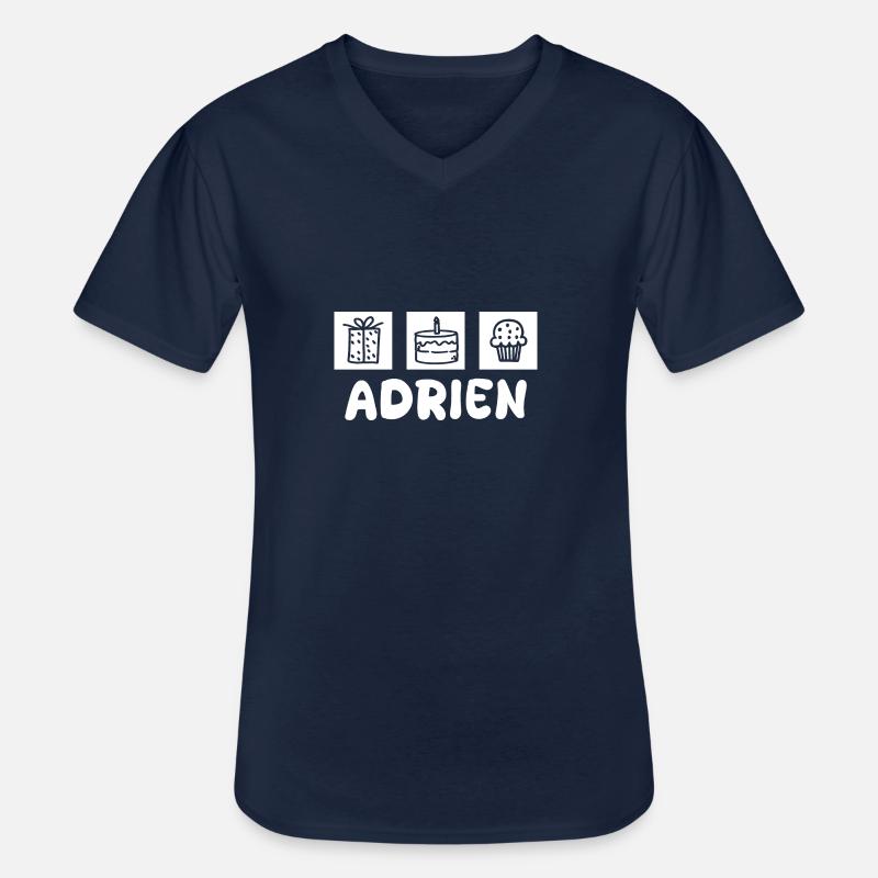 Adrien - Männer-T-Shirt mit V-Ausschnitt - Navy
