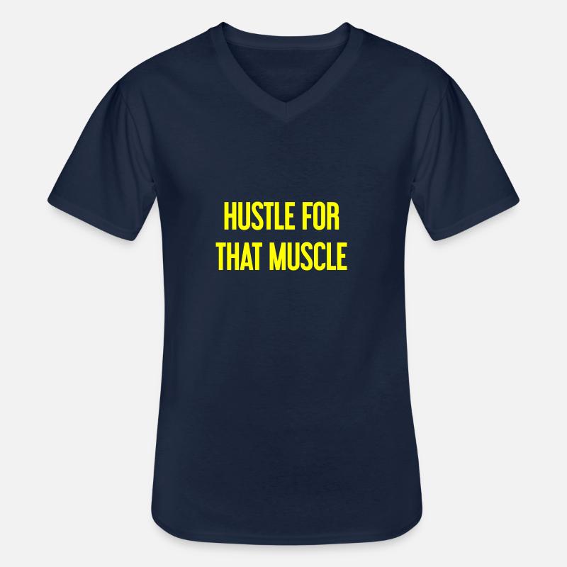 Hustle For That Muscle - Männer-T-Shirt mit V-Ausschnitt - Navy