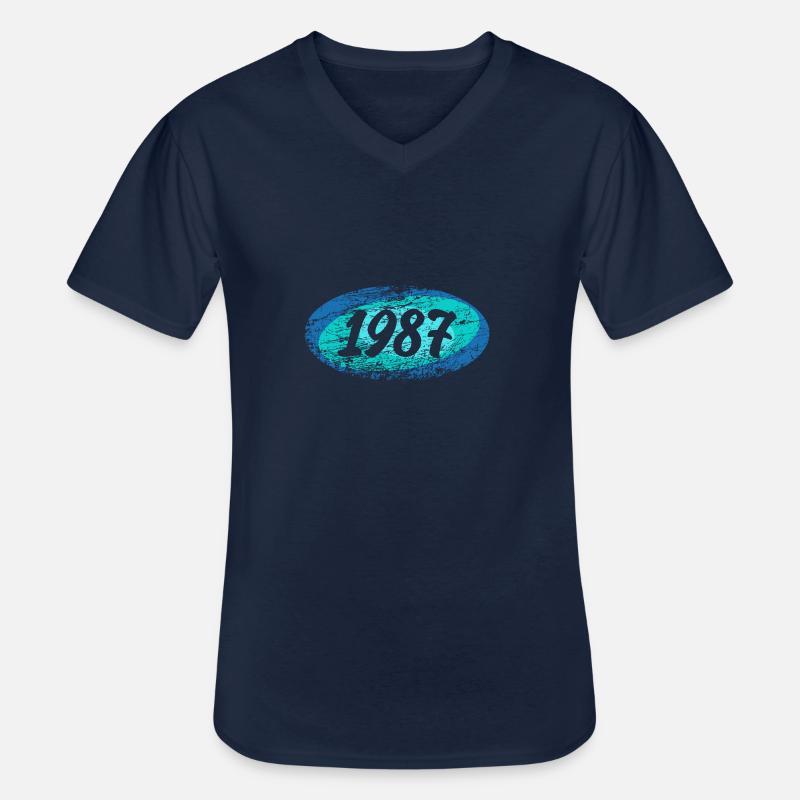1987 - Männer-T-Shirt mit V-Ausschnitt - Navy
