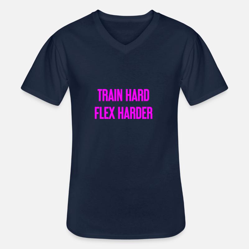 Train Hard Flex Harder - Männer-T-Shirt mit V-Ausschnitt - Navy