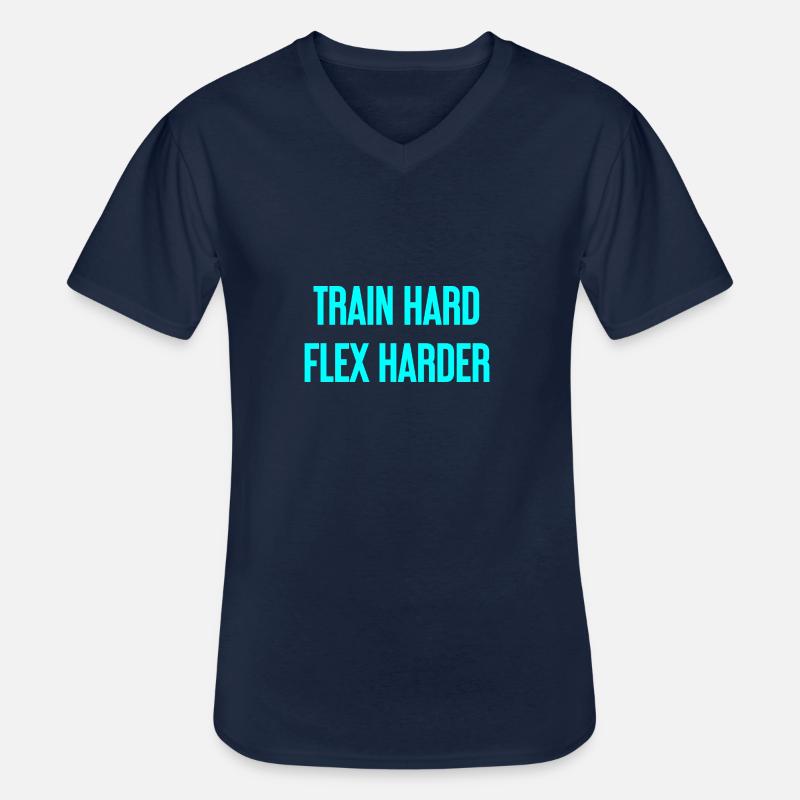 Train Hard Flex Harder - Männer-T-Shirt mit V-Ausschnitt - Navy
