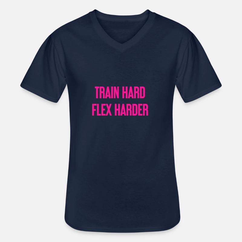 Train Hard Flex Harder - Männer-T-Shirt mit V-Ausschnitt - Navy