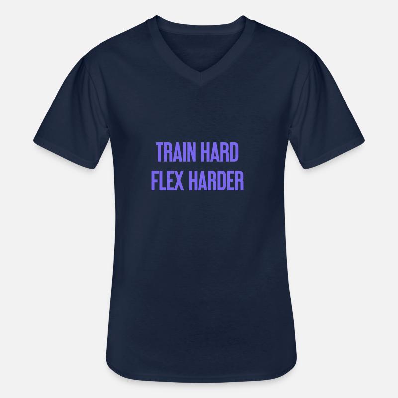 Train Hard Flex Harder - Männer-T-Shirt mit V-Ausschnitt - Navy