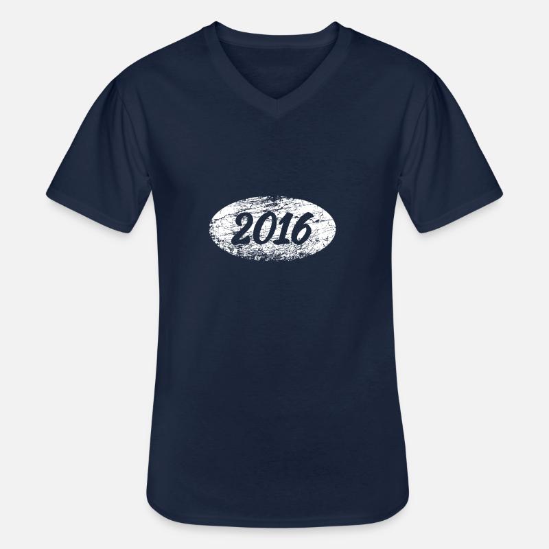 Tempo libero 2016 - Maglietta da uomo classica con scollo a V - navy