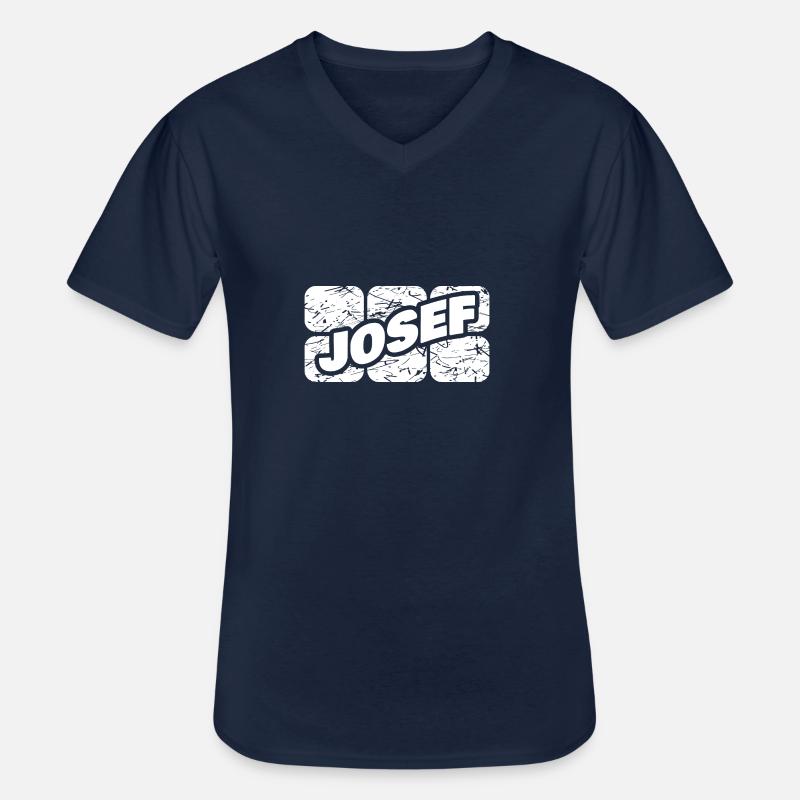 Josef Josef - Männer-T-Shirt mit V-Ausschnitt - Navy