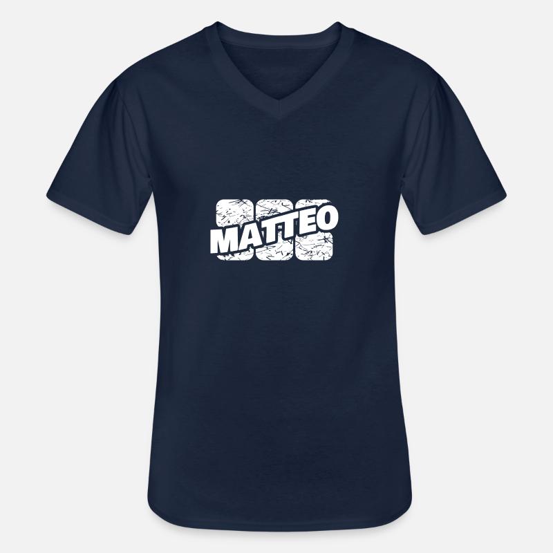 Matteo Matteo - Männer-T-Shirt mit V-Ausschnitt - Navy