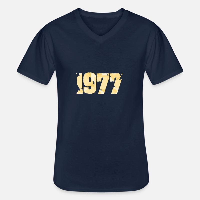 1977 - Männer-T-Shirt mit V-Ausschnitt - Navy