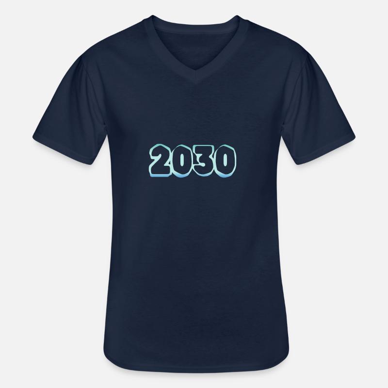 2030 - Männer-T-Shirt mit V-Ausschnitt - Navy