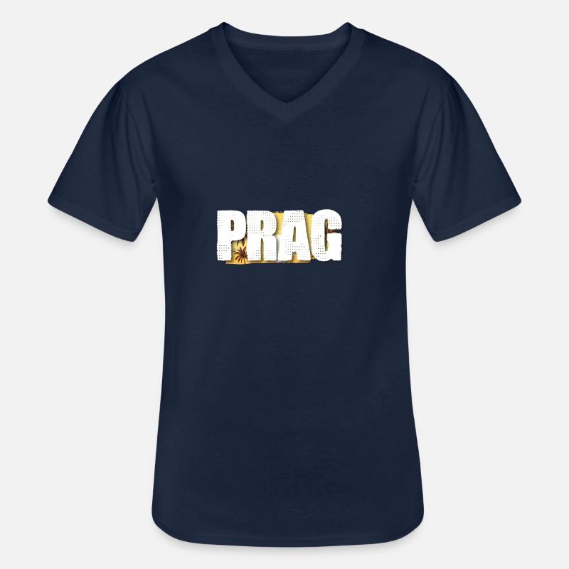 Prag - Männer-T-Shirt mit V-Ausschnitt - Navy