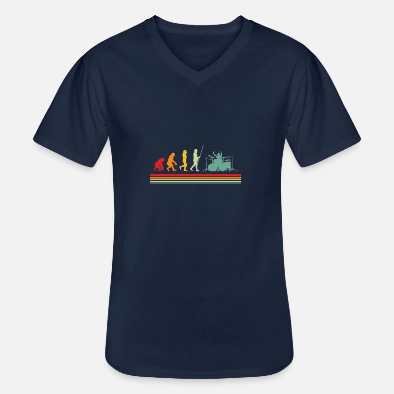 Drummer Evolution Drummer Retro Drums - Men's V-Neck T-Shirt - navy