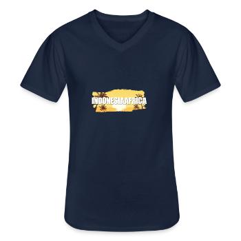 Indonesia - Men's V-Neck T-Shirt - navy - Front - AI Model Male 178 dark (178cm)