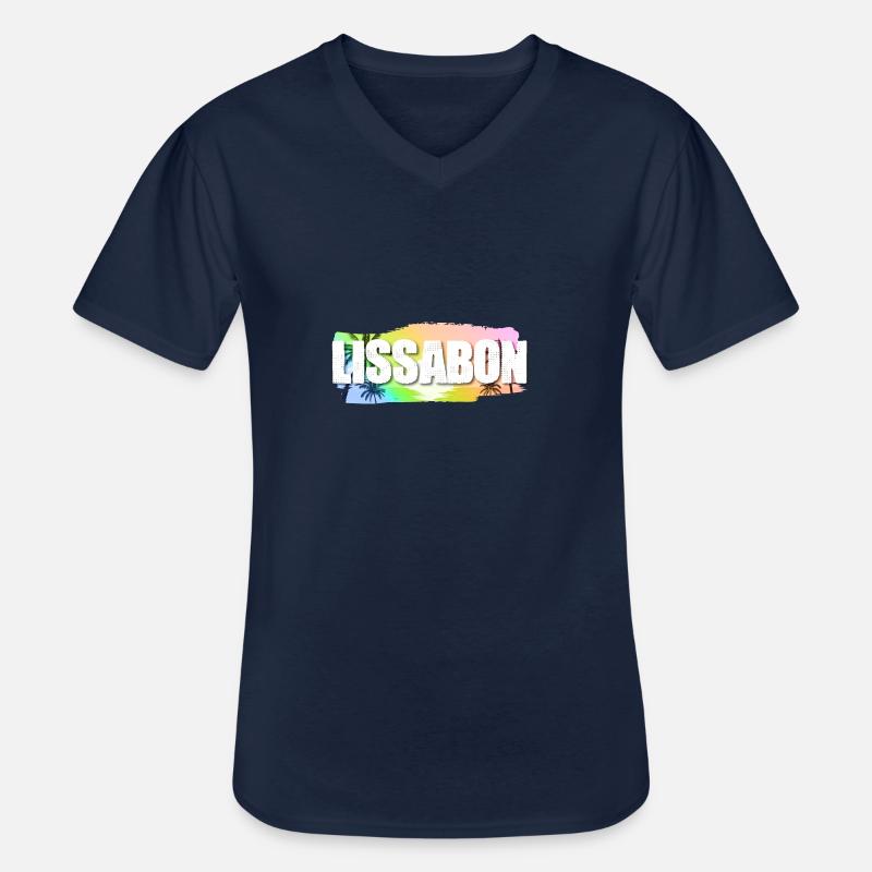 Lissabon - Männer-T-Shirt mit V-Ausschnitt - Navy