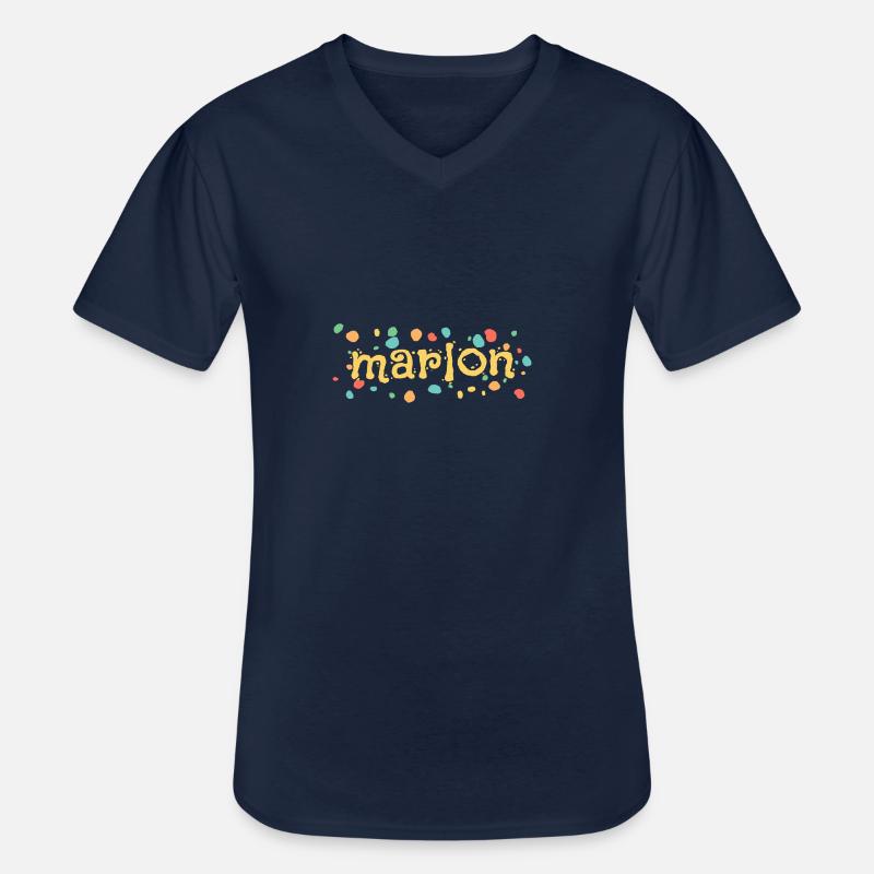 marlon - Männer-T-Shirt mit V-Ausschnitt - Navy