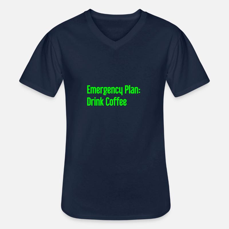 Kaffee-Notfallplan - Männer-T-Shirt mit V-Ausschnitt - Navy