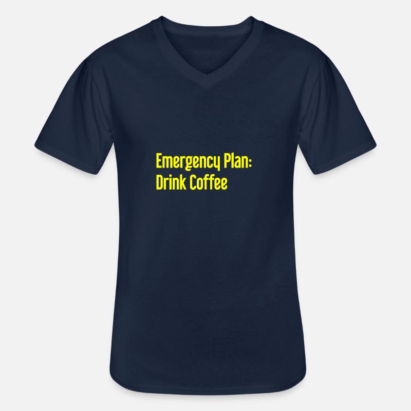 Kaffee-Notfallplan - Männer-T-Shirt mit V-Ausschnitt - Navy