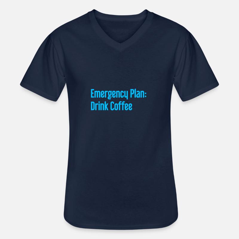 Kaffee-Notfallplan - Männer-T-Shirt mit V-Ausschnitt - Navy
