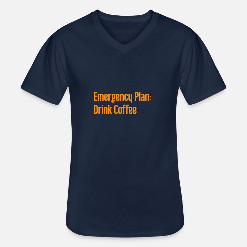 Kaffee-Notfallplan - Männer-T-Shirt mit V-Ausschnitt - Navy
