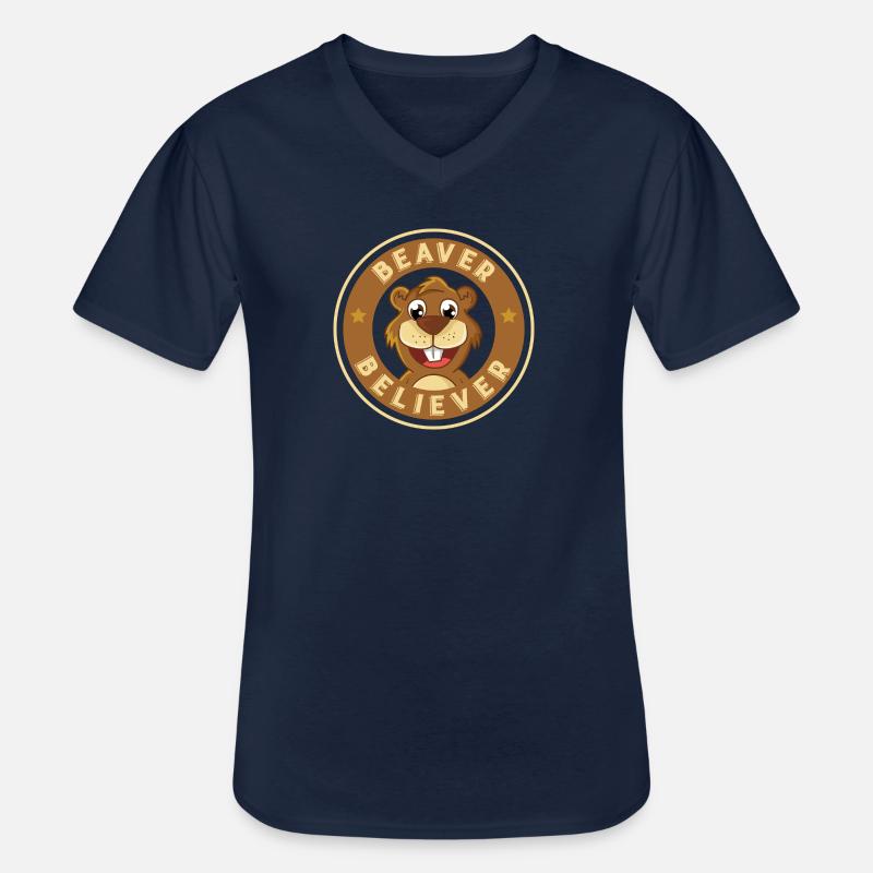 Biber Glauben - Männer-T-Shirt mit V-Ausschnitt - Navy
