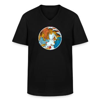 ON DIT - T-shirt col V Homme - noir - Devant - AI Model Male 178 dark (178cm)