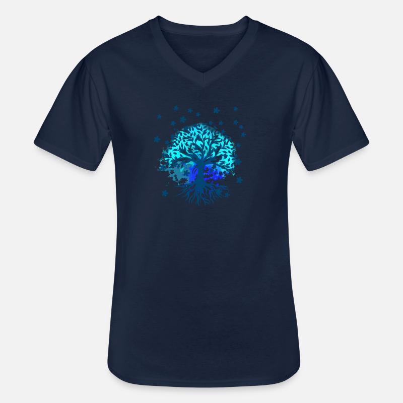 Baum des Lebens ,Lebensbaum,Malerei,blau - Männer-T-Shirt mit V-Ausschnitt - Navy