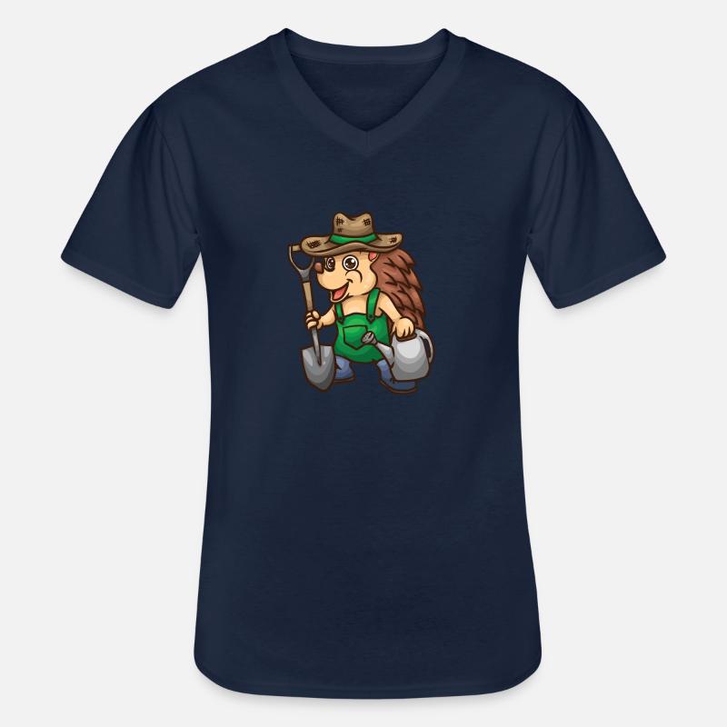 Gärtner - Igel Gärtner - Männer-T-Shirt mit V-Ausschnitt - Navy