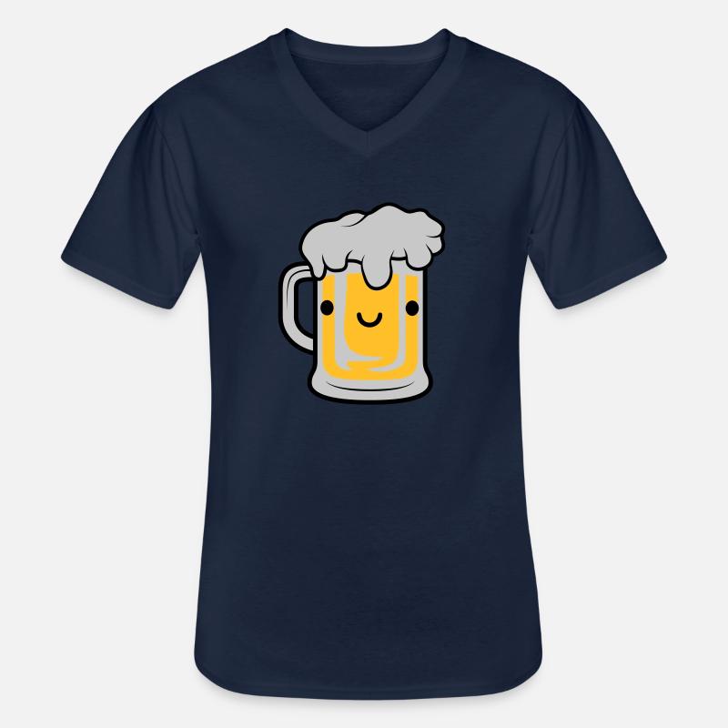 Süßes Bier Gesicht - Männer-T-Shirt mit V-Ausschnitt - Navy