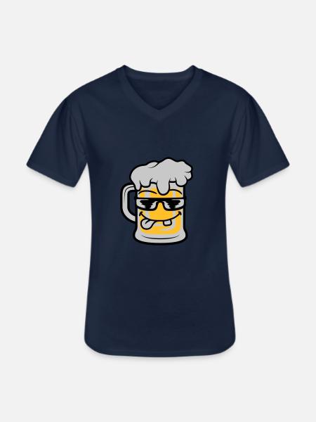 Cool Face Beer Mug - Men's V-Neck T-Shirt - navy