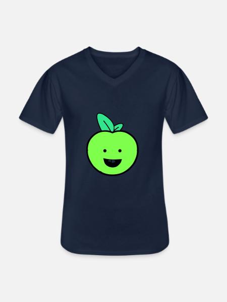 apple smile - Men's V-Neck T-Shirt - navy