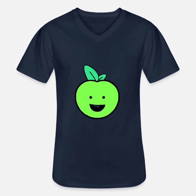 apfel smile - Männer-T-Shirt mit V-Ausschnitt - Navy